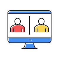 online video calling computer screen color icon vector illustration