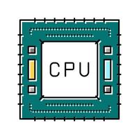 Ilustración de vector de icono de color de fabricación de semiconductores de cpu