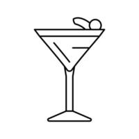 Ilustración de vector de icono de línea de bebida de copa de cóctel agrio de whisky