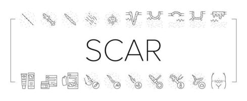 Scar After Trauma Or Surgery Icons Set Vector