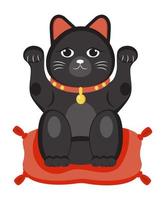 Maneki neko vector. Lucky cat in japanese traditional culture. Talisman or mascot symbol vector