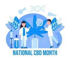 National CBD month concept vector for blog, web, banner. Event is celebrated in January. Medical cannabis illustration. Advantages of medical marijuana, cannabinoids medicinal drug