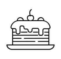 Dessert icon vector in outline style isolated on the white background. Cake, tort with charry.