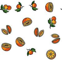 orange citrus fresh slice juice vector seamless pattern