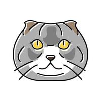 scottish fold cat cute pet color icon vector illustration