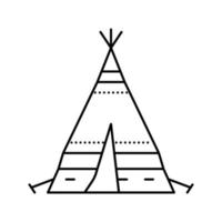 tipi tepee boho línea icono vector ilustración