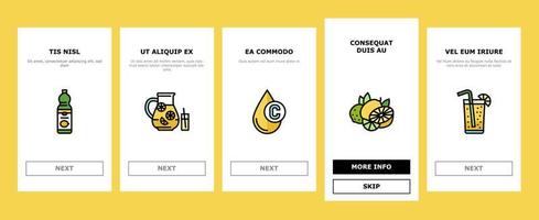 Lemon And Lime Vitamin Citrus onboarding icons set vector