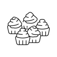 cup cake comida postre línea icono vector ilustración