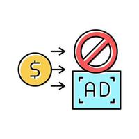 pay money for stop advertisement color icon vector illustration