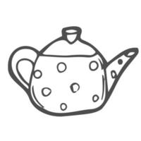 Hand drawn, sketch and doodle style Teapot line icon. linear style sign for mobile concept and web design. Ceramic tea pot outline vector icon. Symbol, logo illustration.