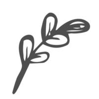 boceto de hoja de rama de decoración floral. icono de planta simple vector