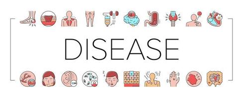 Disease Human Problem Collection Icons Set Vector