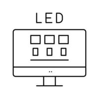 Ilustración de vector de icono de línea de monitor de computadora led