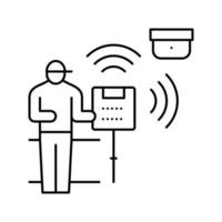 ilustración de vector de icono de línea de instalación de dispositivo doméstico inteligente