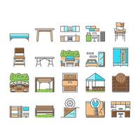 Furniture For Home And Backyard Icons Set Vector