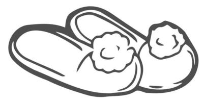 Vector sketch of slippers. Hand draw illustration. Cozy home concept