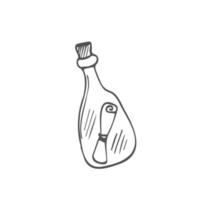 Doodle style message in a bottle illustration in vector format.
