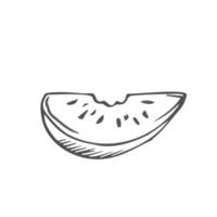 Doodle fresh line Watermelon slice. Isolated on white vector