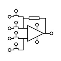 modelo de hardware red neuronal línea icono vector ilustración