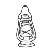 ilustración de garabato de linterna de queroseno en vector. icono de linterna de queroseno dibujado a mano en el vector. campamento de garabatos e icono de lámpara de pesca en vector