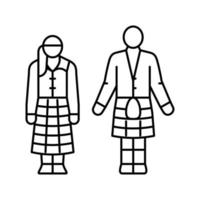 Escocia línea de ropa nacional icono vector ilustración