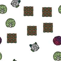 Cabbage Natural Vitamin Food vector seamless pattern