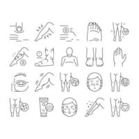 Edema Disease Symptom Collection Icons Set Vector