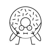 donut postre carácter línea icono vector ilustración