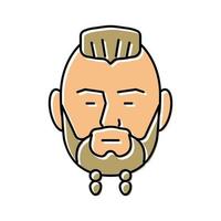 viking beard hair style color icon vector illustration