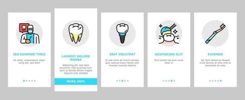 dental care dentist tooth implant onboarding icons set vector