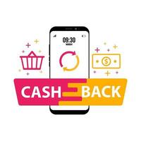 Cash back flat vector concept of loyalty program campaign, money refund.