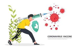 Vector illustration coronavirus vaccine complete  vaccine medicine.