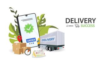 Online delivery service concept, online order tracking,Delivery home and office vector