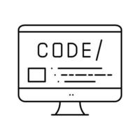 code on computer screen line icon vector illustration