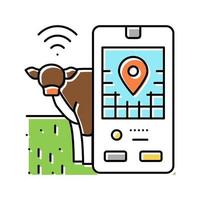 livestock tracking smart farm color icon vector illustration