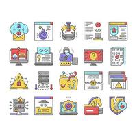 Cyber Security System Technology Icons Set Vector