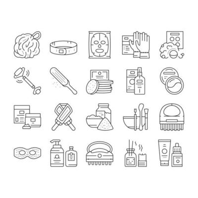 Spa Cosmetics Beauty Collection Icons Set Vector