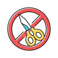 scissor use prohibition sign color icon vector illustration