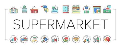 Supermarket Store Collection Icons Set Vector Illustrations