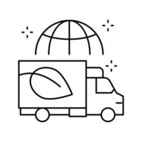 Ilustración de vector de icono de línea de camión de entrega ecológica