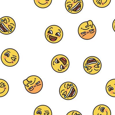 Emoji Emotional Funny Smile Face vector seamless pattern