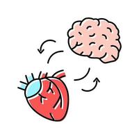 baroreflex heart and brain color icon vector illustration