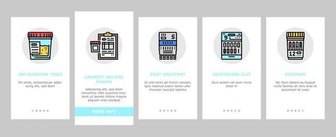 Drug Test Examination Device onboarding icons set vector