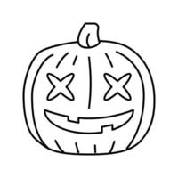 ilustración de vector de icono de línea linda de calabaza de halloween