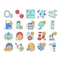 conjunto de iconos de colección química de oxígeno o2 vector