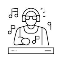dj interpretando música línea icono vector ilustración