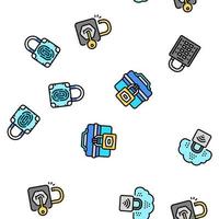 padlock lock safe password key vector seamless pattern