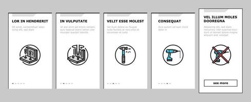 assembly furniture instruction onboarding icons set vector