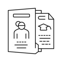 biography check and verification of candidates line icon vector illustration