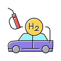 coche de recarga con ilustración de vector de icono de color de hidrógeno